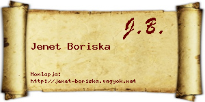Jenet Boriska névjegykártya